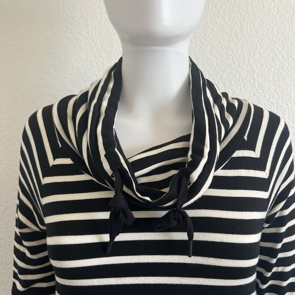 Lou & Grey XXS Striped  Drawstring Cowl Neck Athleisure Long Sleeve Dress - Picture 2 of 7